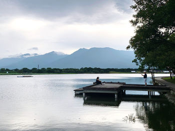 Scenic view of lake against sky