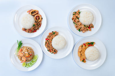 High angle view of food on table