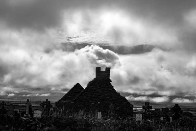 Buildings against cloudy sky