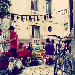 High angle view of outdoor cafe
