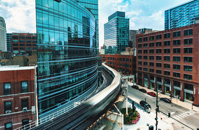 High angle view of buildings in city