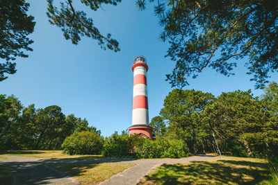 Low angle view of lighthouse against sky