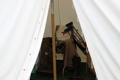 Medical equipment in tent