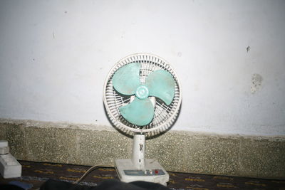 High angle view of old machinery on wall