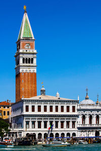 View of buildings against clear sky