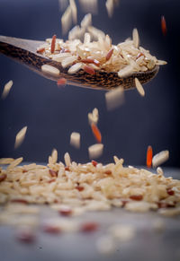 Close-up of chopped bread in container