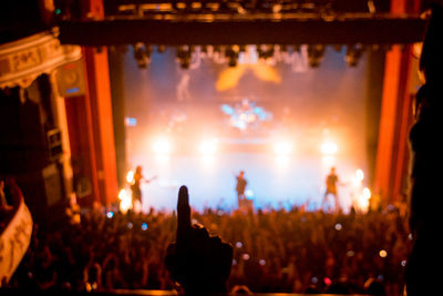 Crowd at music concert at night