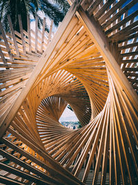 Wooden structure in tunnel shape. a look through long tunnel design. perspective.