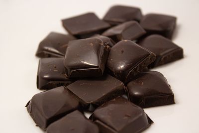 Close-up of chocolate cake on table