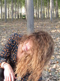 Portrait of woman in forest