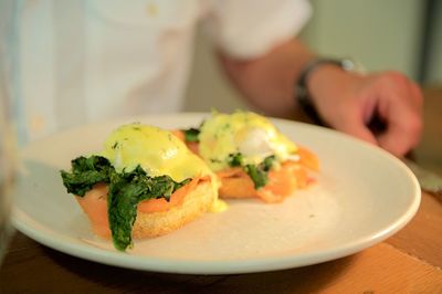 Close-up of served food in plate