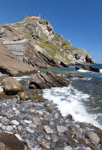 Scenic view of sea against clear sky