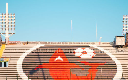 Low angle view of building against blue sky