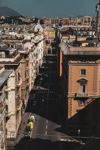 High angle view of buildings in city