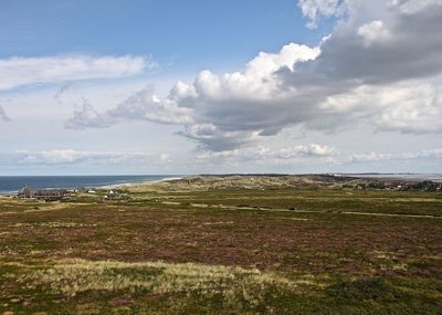 Scenic view of landscape against cloudy sky