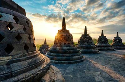 Temple against sky during sunset