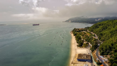 High angle view of beach against sky