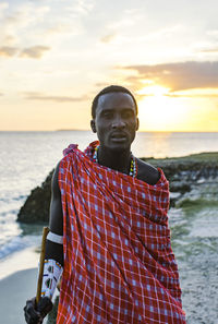 Maasai man on the beach