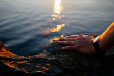 Low section of man in water