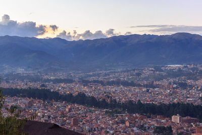 High angle view of townscape against sky