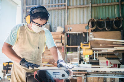 Man working on stage