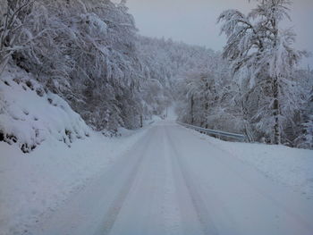 Road passing through snowcapped mountain