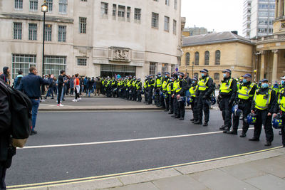 People on street in city