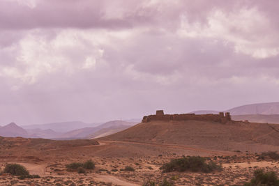 Scenic view of landscape against cloudy sky