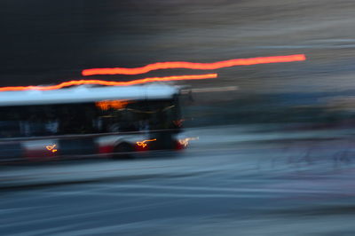 Aerial view of illuminated car at night