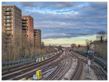 Railroad tracks against sky