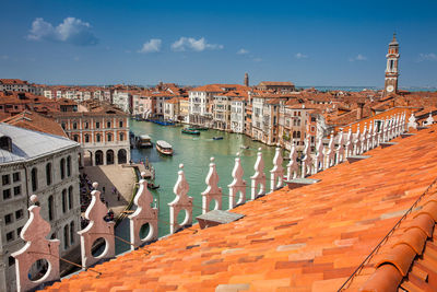 View of the beautiful venice city and the grand canal in a sunny early spring day