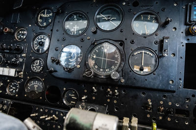 Close-up of airplane seen through glass