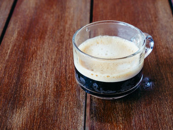 High angle view of coffee on table