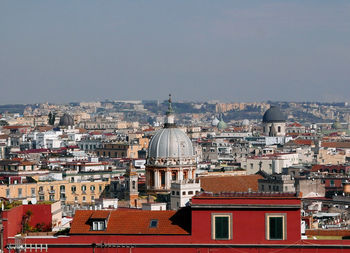 Evocative and colorful aerial view of the characteristic city of naples