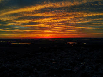 Scenic view of dramatic sky during sunset