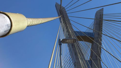 Low angle view of built structure against blue sky