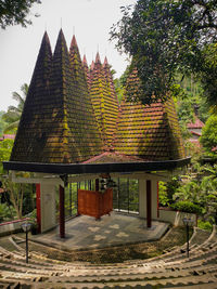 Entrance of temple against building