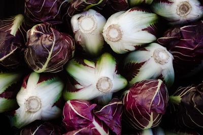 High angle view of vegetables for sale in market