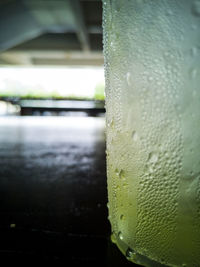 Close-up of wet window in rainy season