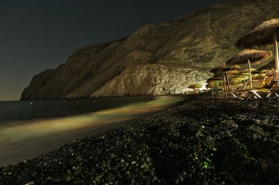 Scenic view of sea at night