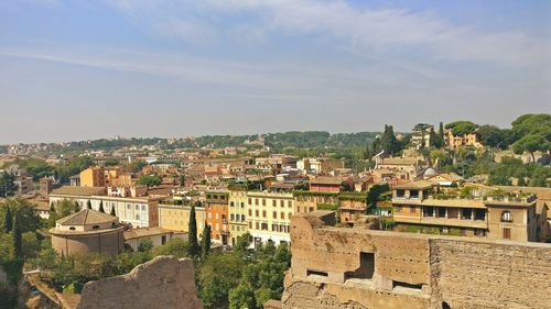 High angle view of townscape against sky