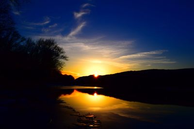 Scenic view of calm lake at sunset