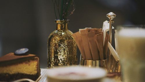Close-up of glass jar on table