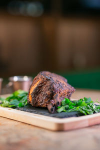 Close-up of food on cutting board