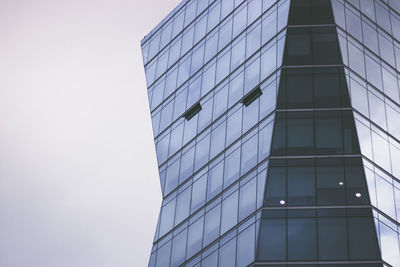Low angle view of modern building against clear sky