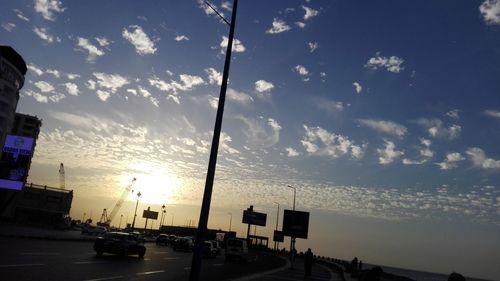 View of city at sunset