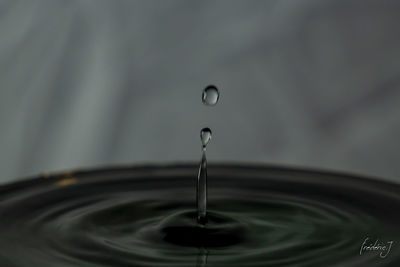 Close-up of drop falling in water