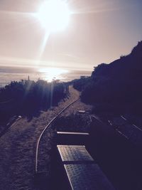 Railroad tracks on sunny day