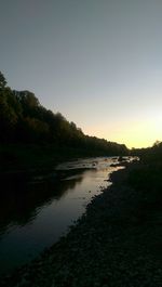 Scenic view of calm lake at sunset