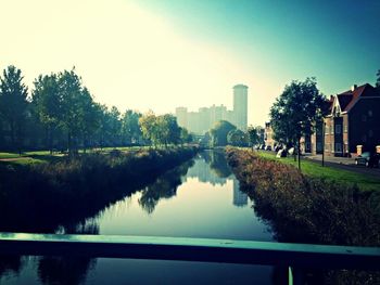 View of river with buildings in background